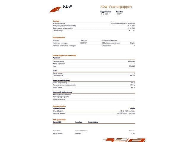 Occasion VW up! high up! 60 PK (44 kW) 2016 Oranje Hatchback