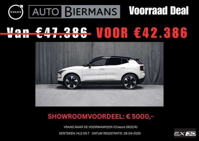 Wit, metallic lak Nieuw 2025 Volvo EX30 Plus SUV | € 47.386 - Afbeelding 1/1
