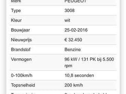Wit Gebruikt 2016 Peugeot 3008 Style MPV | € 5.800 (Super prijs)