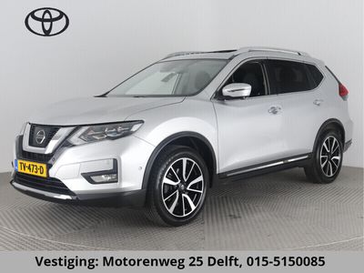 tweedehands Nissan X-Trail 1.6 DIG-T TEKNA 1800 KG TREKKEN 7 ZITS PANODAK LEDER GARANTIE TOT 1O-2028* 1e Eig. Navi. 360 camera. PDC V/A. Cruise control. 7 Zits