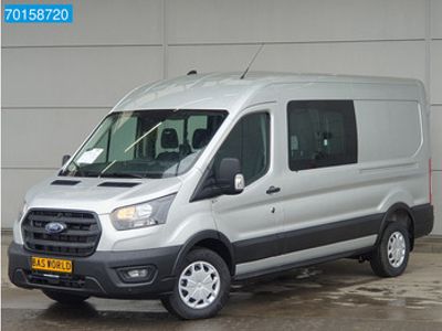 tweedehands Ford Transit 130pk Automaat L3H2 Dubbel Cabine Zilvergrijs Airco Cruise 7m3 Airco Dubbel cabine Cruise control