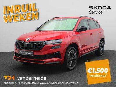 tweedehands Skoda Karoq 1.5 TSI ACT Sportline 150PK DSG Facelift, Achteruitrijcamera, virtual pedal, winterpakket Plus, keyless, alarm, 18'' lichtmetaal