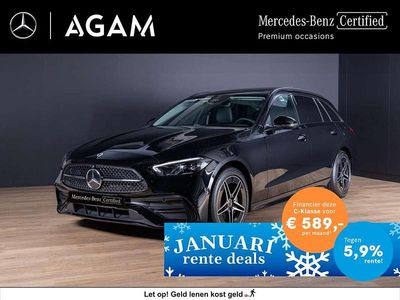 Zwart, metallic lak Occasion 2024 Mercedes C300e AMG line Stationwagen | € 42.950 (Super prijs)