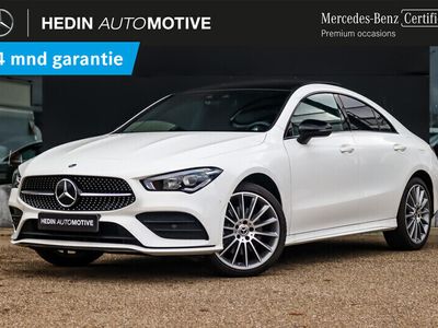 tweedehands Mercedes CLA250e CLA CoupéAutomaat AMG Line | Nightpakket | Panoramadak | LED | Sfeerverlichting | Stoelverwarming | Parktronic | Spiegelpakket