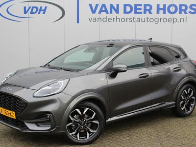 tweedehands Ford Puma 1.0-155pk EcoBoost Mild-Hybrid ST-Line X. Fabrieksgarantie t/m 28-11-2026 ! Elektr. panoramadak, LED verlichting, navigatie, telefoonvoorb., LM wielen, stuur-, stoel- en voorraamverwarming, keyless entry-keyless go, elektr. achterklep, winterpak