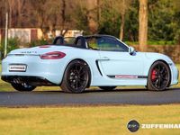 tweedehands Porsche Boxster GTS 3.4 PDK in Gulfblue folie topcombinatie