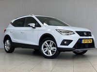 tweedehands Seat Arona 1.0 TSI FR Business Intense/ Zwarte-Hemel/ CAMERA/ LED Koplampen/ BEATS AUDIO!/ Keyless/ DAB+/ Apple + Android/ 17'' LMV/ Adaptive Cruise/ Bluetooth/ Multi. LEDER. Sportstuur/ MIstl./ PDC V+A/ Extra getint glas.