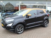 tweedehands Ford Ecosport 1.0-125pk EcoBoost ST-Line 'Black'. Zeer sportieve Hoogzitter Navigatie, pdc v~a, telefoonvoorb., cruise cntrl., LM wielen, elektr. schuif/kanteldak, stuur-, stoel en voorraam verwarming trekhaak etc.