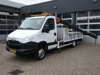 tweedehands Iveco Daily 50C14G 136pk Cng/Benzine PTO Kraan Palfinger PC2700a Trekhaak 3500kg Luchtvering Cruise control Tachograaf 1e eigenaar ex gemeente Erdga Open laadbak Pick-up p-up