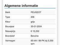 Occasion Peugeot 206 88 PK (64 kW) 2004 Grijs Hatchback