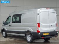 tweedehands Ford Transit 130pk Automaat L3H2 Dubbel Cabine Zilvergrijs Airco Cruise 7m3 Airco Dubbel cabine Cruise control