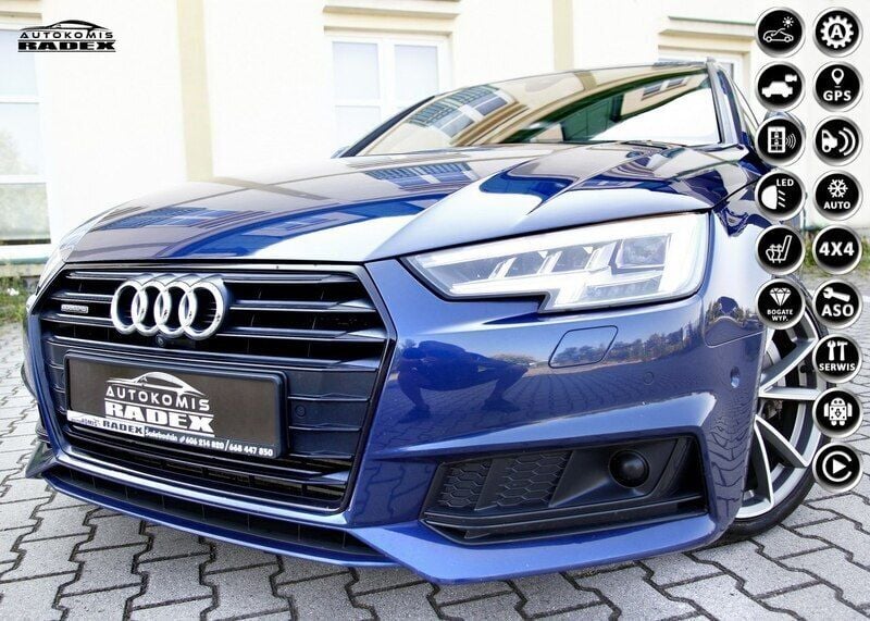 Niebieski Używany 2017 Audi A4 S-Line Kombi | 117 900 zł (Drogi) - Obraz 1/2