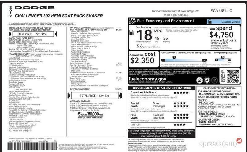 Używany Dodge Challenger 2016 Coupe