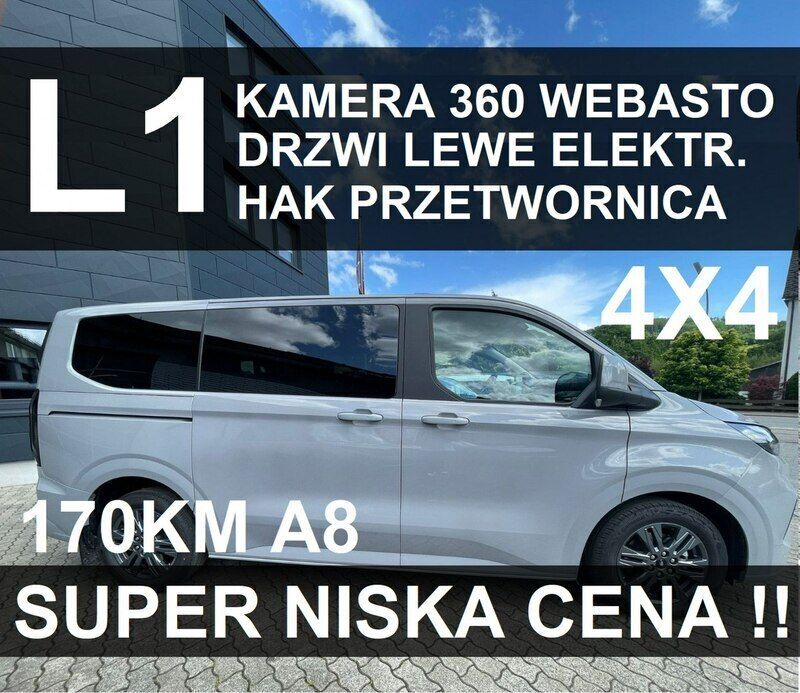 Szary Nowe 2024 Ford Tourneo Custom Titanium Minivan | 284 622 zł (Uczciwa cena) - Obraz 1/3