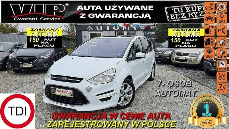 Biały (metalik) Używany 2012 Ford S-MAX S Minivan | 27 900 zł (Dobra cena) - Obraz 1/2