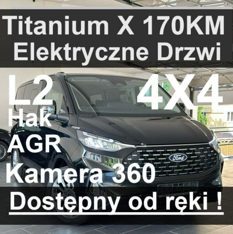 Czarny (metalik) Nowe 2025 Ford Tourneo Custom Titanium X Minivan | 295 077 zł (Uczciwa cena) - Obraz 1/4