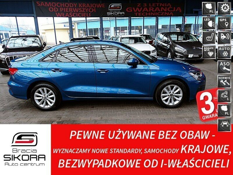 Niebieski (metalik, perła) Używany 2021 Audi A3 Advanced Sedan/Limuzyna | 111 900 zł - Obraz 1/4