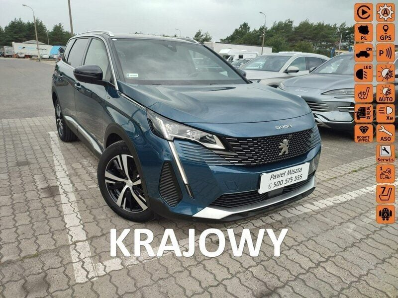 Niebieski ciemny (metalik, perła) Używany 2022 Peugeot 5008 Minivan | 126 900 zł (Dość drogi) - Obraz 1/4