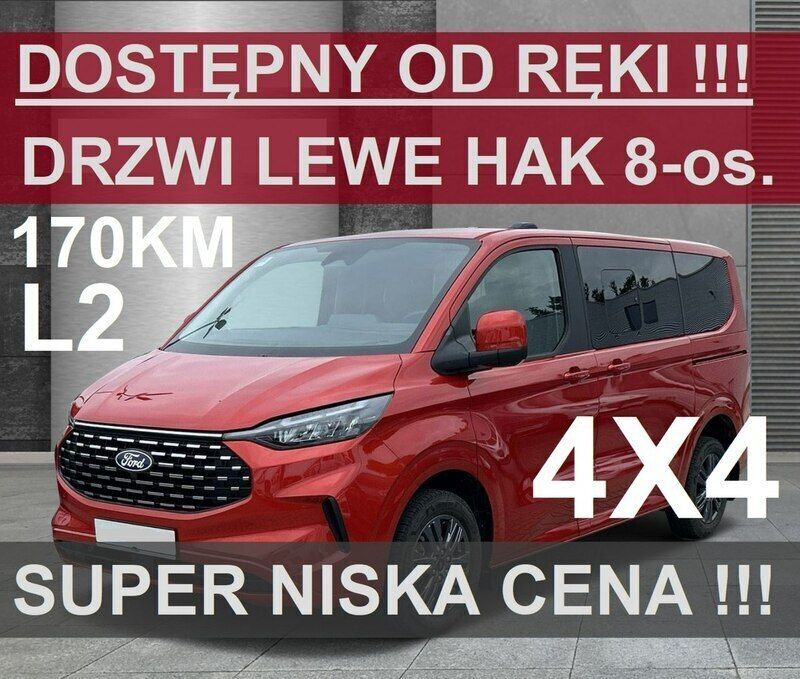 Czerwony (metalik) Używany 2024 Ford Tourneo Custom Titanium Van | 277 500 zł - Obraz 1/4