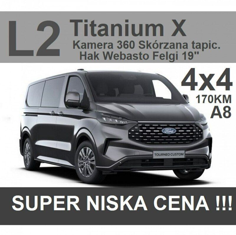 Szary Nowe 2024 Ford Tourneo Custom Titanium X Minivan | 293 601 zł (Uczciwa cena) - Obraz 1/3