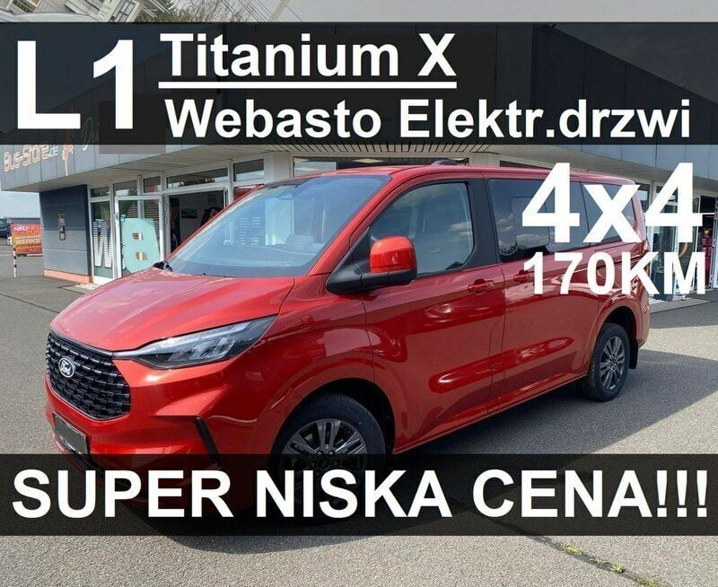 Czerwony (metalik) Nowe 2024 Ford Tourneo Custom Sedan/Limuzyna | 291 387 zł (Uczciwa cena) - Obraz 1/2