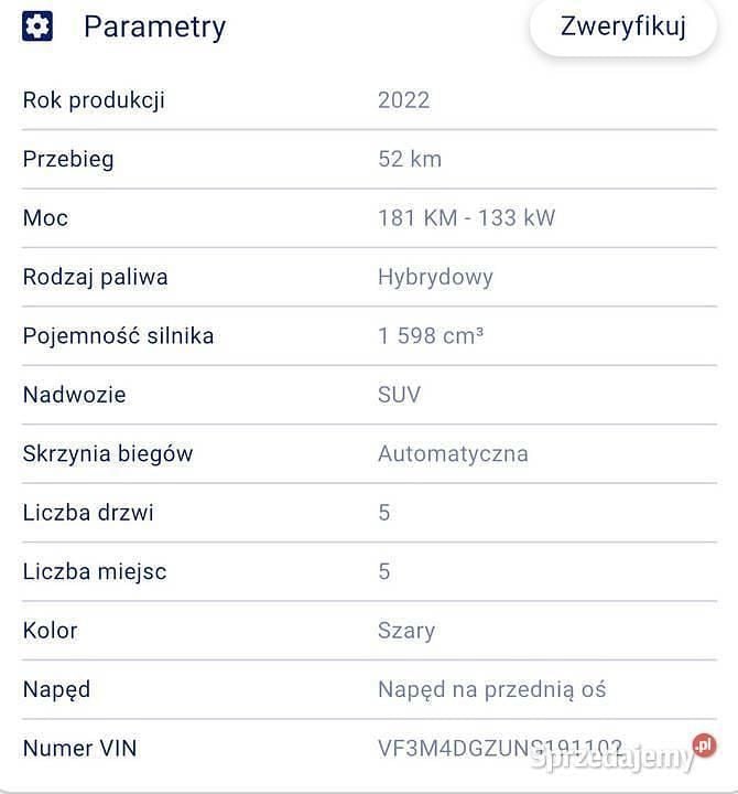 Grafitowy Używany 2022 Peugeot 3008 GT SUV | 110 000 zł (Uczciwa cena) - Obraz 1/4