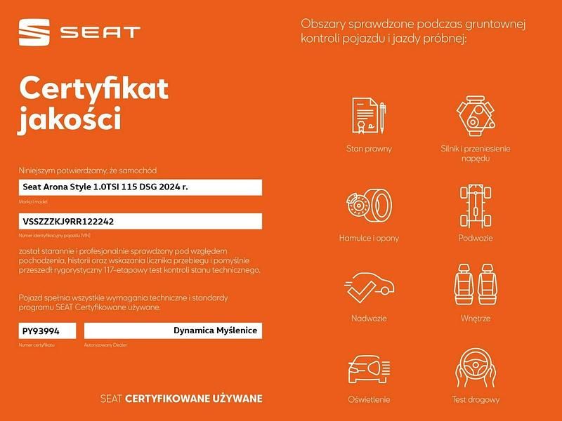 Biały Używany 2024 Seat Arona SUV | 81 900 zł (Uczciwa cena) - Obraz 1/1