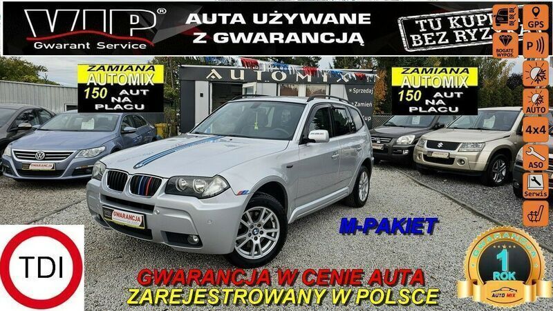Srebrny Używany 2008 BMW X3 SUV | 29 900 zł (Uczciwa cena) - Obraz 1/4