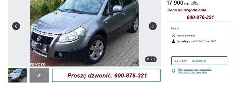 Szary Używany 2008 Fiat Sedici SUV | 17 000 zł (Uczciwa cena) - Obraz 1/1