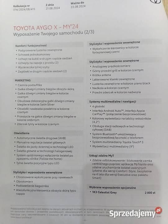 Używany 2024 Toyota Aygo X SUV | 57 600 zł - Obraz 1/3