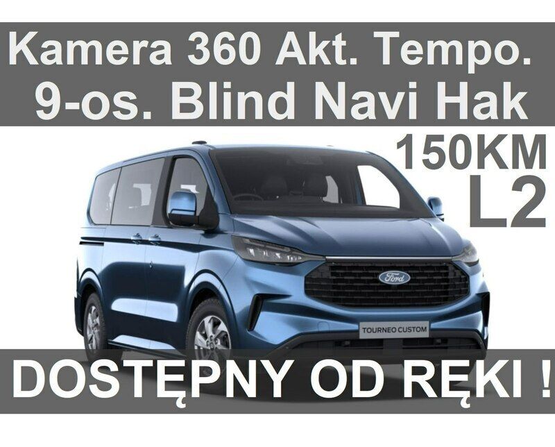 Niebieski Nowe 2025 Ford Transit Custom Trend Kombi | 190 360 zł - Obraz 1/3