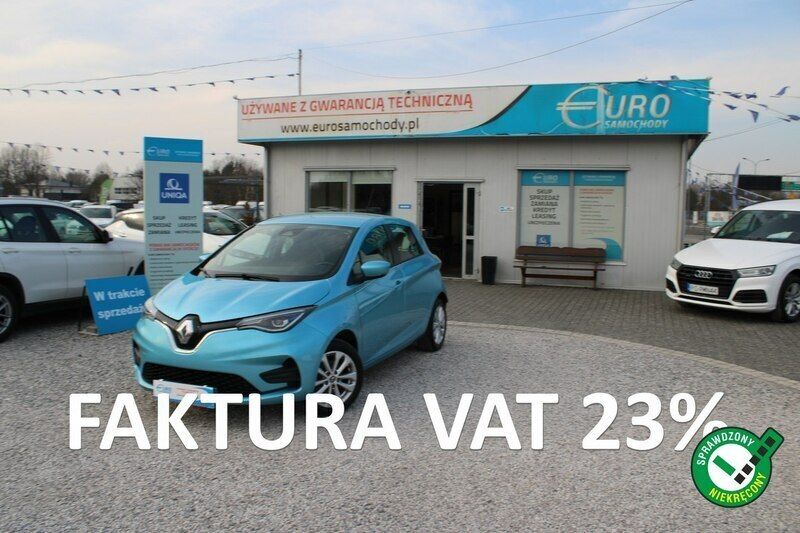 Niebieski jasny (metalik) Używany 2021 Renault Zoe Hatchback | 54 308 zł - Obraz 1/4