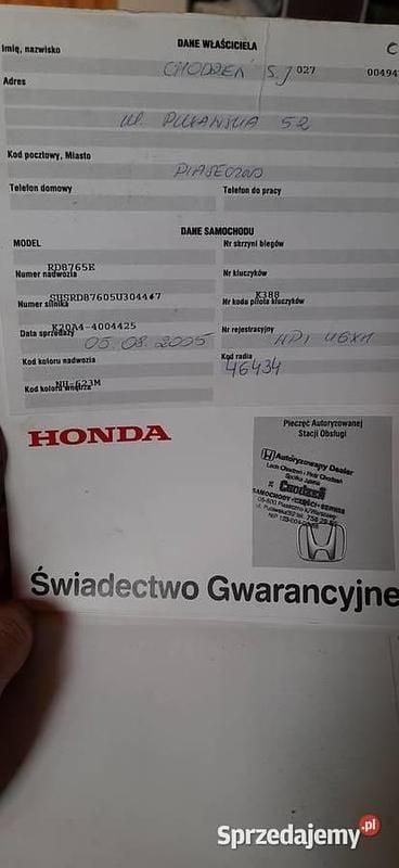 Srebrny Używany 2005 Honda CR-V SUV | 20 900 zł (Dobra cena) - Obraz 1/4