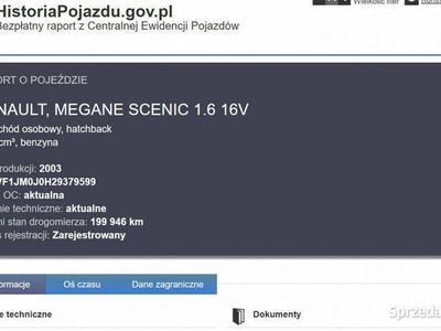 używany Renault Scénic II 1.6 Benzyna Klimatyzacja Zarejestrowany Ubezpieczony