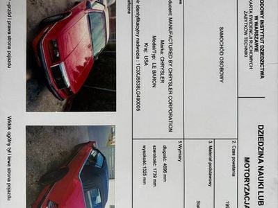 Czerwony Używany 1990 Chrysler Le Baron Kabriolet | 18 000 zł