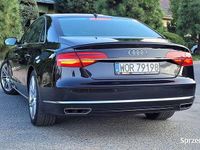 używany Audi A8 D4 3.0 Quattro, felgi 21', podwójne szyby, ceramika, czarna, piękna