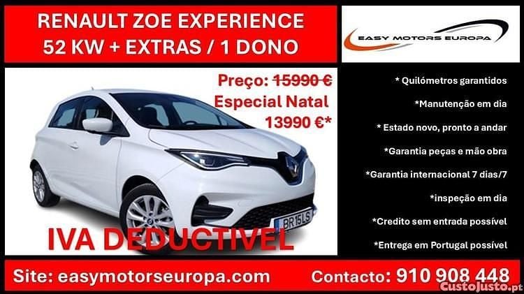 Branco Usado 2020 Renault Zoe Experience Citadino | € 13.990 (Super Preço) - Imagem 1/1