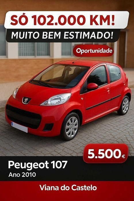 Usado 2010 Peugeot 107 Citadino | € 5.500 (Bom preço) - Imagem 1/4
