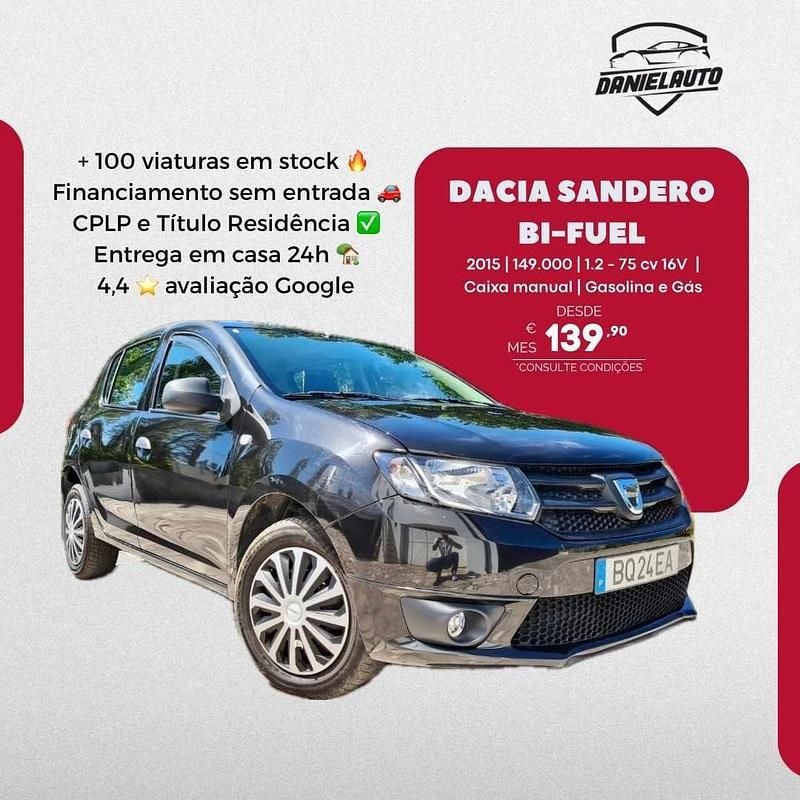 Preto Usado 2015 Dacia Sandero Citadino | € 7.850 - Imagem 1/4