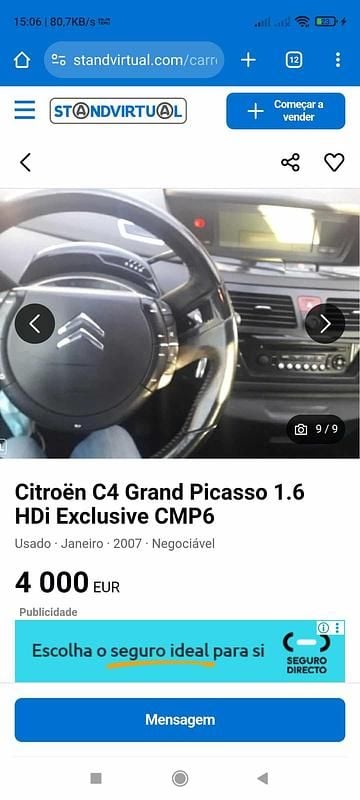 Usado Citroën C4 Picasso 109 HP (80 kW) 2007 Preto Monovolume