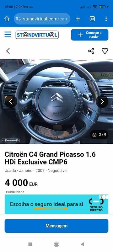 Usado Citroën C4 Picasso 109 HP (80 kW) 2007 Preto Monovolume