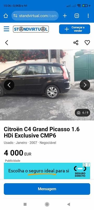 Usado Citroën C4 Picasso 109 HP (80 kW) 2007 Preto Monovolume