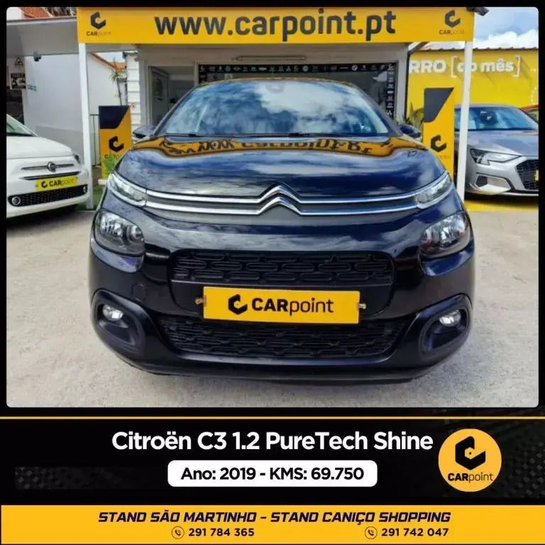 Preto Usado 2019 Citroën C3 PureTech Citadino | € 18.900 - Imagem 1/4