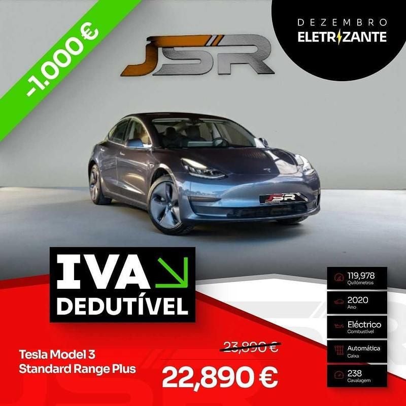 Cinzento Usado 2020 Tesla Model 3 Standard Range Plus Sedan | € 22.890 (Preço justo) - Imagem 1/4