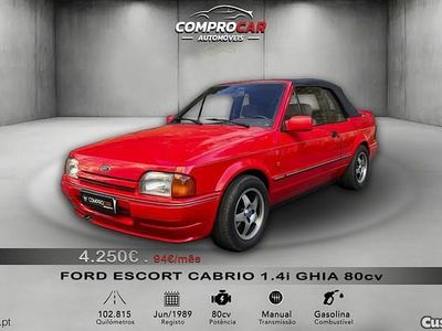 Vermelho Usado 1989 Ford Escort Ghia Cabrios | € 4.250
