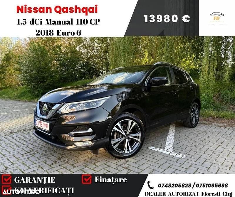 Culoarenegru Utilizat 2018 Nissan Qashqai Tekna SUV | 13.980 EUR (Preț OK) - Imagine 1/4