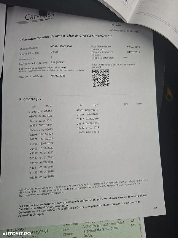 Second-hand Nissan Qashqai Visia 110 CP (80 kW) 2013 Culoaregri SUV