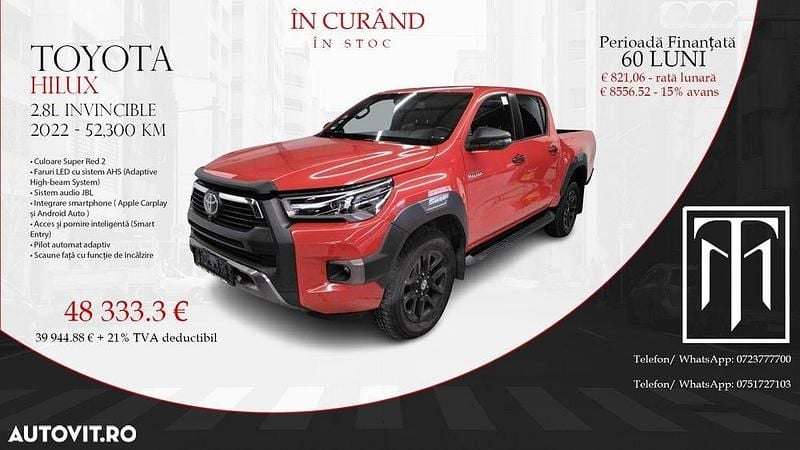 Second-hand Toyota HiLux 204 CP (150 kW) 2022 Culoarerosu Pickup