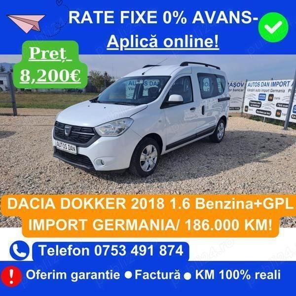 Alb Utilizat 2018 Dacia Dokker Van | 8.199 EUR (Scump) - Imagine 1/4