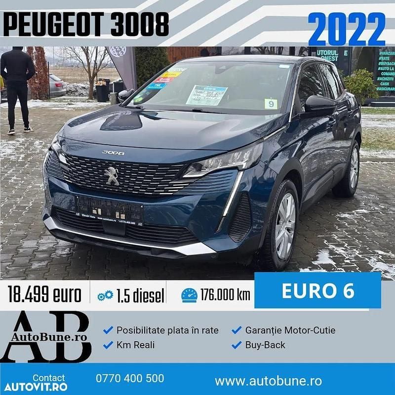 Culoarealbastru Second-hand 2022 Peugeot 3008 Active SUV | 18.150 EUR (Preț OK) - Imagine 1/4
